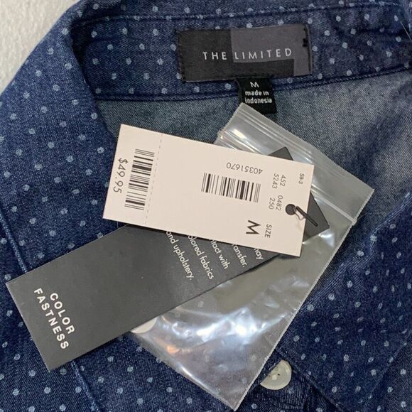 The Limited sz M Sleeveless Top Button Front Tie Waist Polka Dot New NWT - Picture 6 of 8